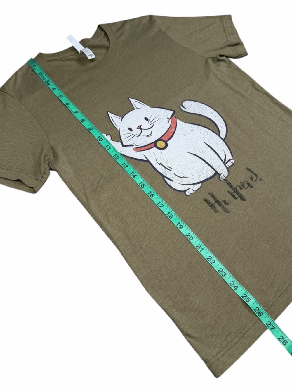 10/$25🦋 Boutique Canvas Heather Olive Neko Neko HI THERE Tee - Size Medium - Picture 9 of 13